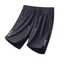 thumbnail image 3 of Ceisia Men's Solid Color Quick-Dry Sports Shorts with Elastic Waist Drawstring Zippered Pockets Nylon Casual Fitness Bottoms Dark Gray Gifts for Father 4X, 3 of 8