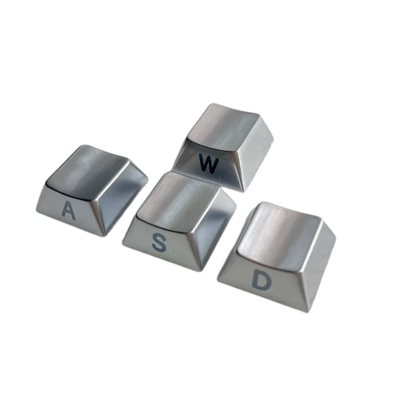 4Pcs Metal WASD Keycaps Alloy Side Engraving Keycap Set for Mechanical Keyboards,Ergonomic Gaming Keycaps