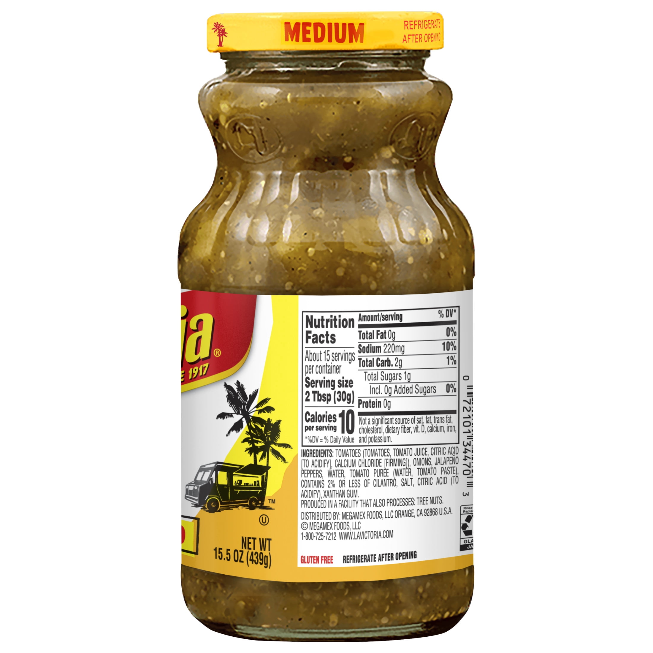 LA VICTORIA Salsa Verde Fire Roasted, Medium, Shelf Stable, 15.5 oz Glass Jar