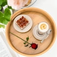 thumbnail image 3 of Round Serving Tray with Handles - Wooden Bamboo Circle Tray for Coffee Table, Food, Ottoman 11.81 Inch X 1.57 Inch, 3 of 8