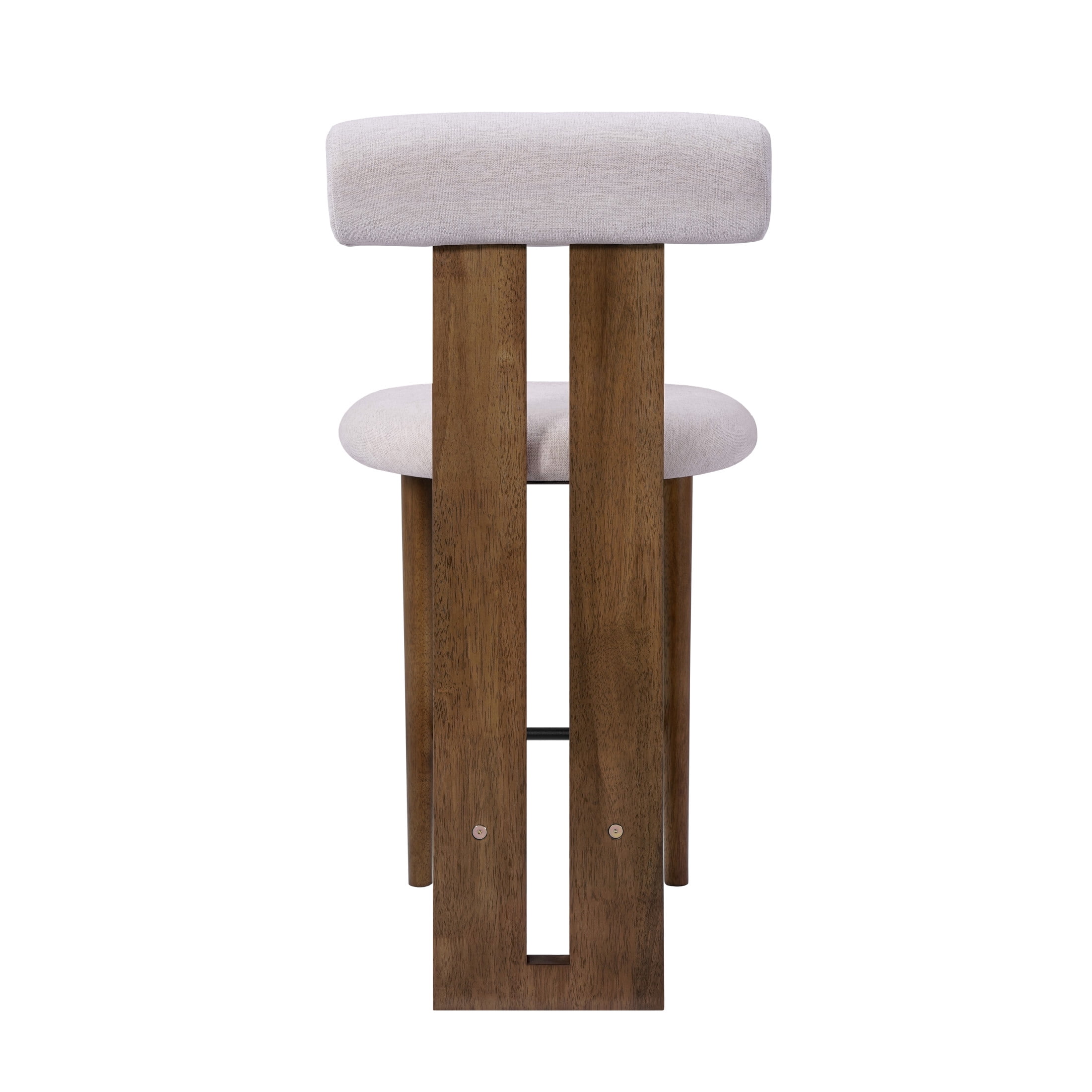 Christopher Knight Home Modern Wooden Counter Stool with Split-Back, Ivory Upholstery, Set of 2