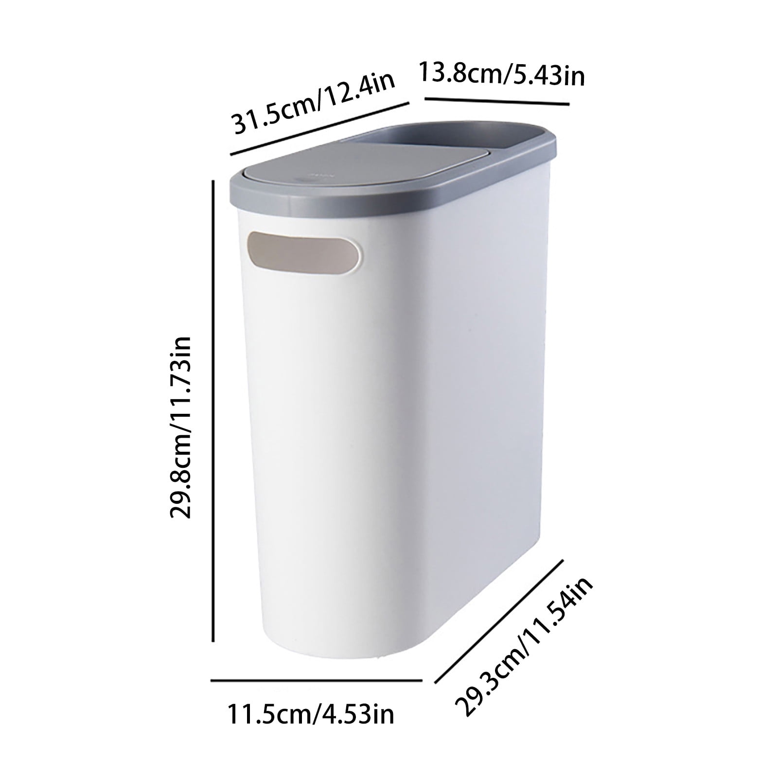 Small Trash Can With Push Top Lid 2.1 Gallon Slim Bathroom Garbage Can With Paper Holder & Handle Hole 2 In 1 Multifunction Trash Bin(White)AA