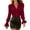 Wine, variant on hoksml Women's Puff Sleeve Flare Cuff Button Down Shirt Lapel V Neck Solid Blouse Party Office Everyday
