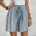 thumbnail image 2 of RYRJJ Bermuda Shorts for Women Knee Length Elastic Waist Drawstring Loose Wide Leg Shorts Summer Casual Beach Short 2025(Light Blue,XL), 2 of 9