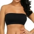 thumbnail image 2 of ZNQHFRE Women’s Plus Size Strapless Bandeau Bra, Double‑Layer Wireless Bralette With Removable Pads Black L, 2 of 5