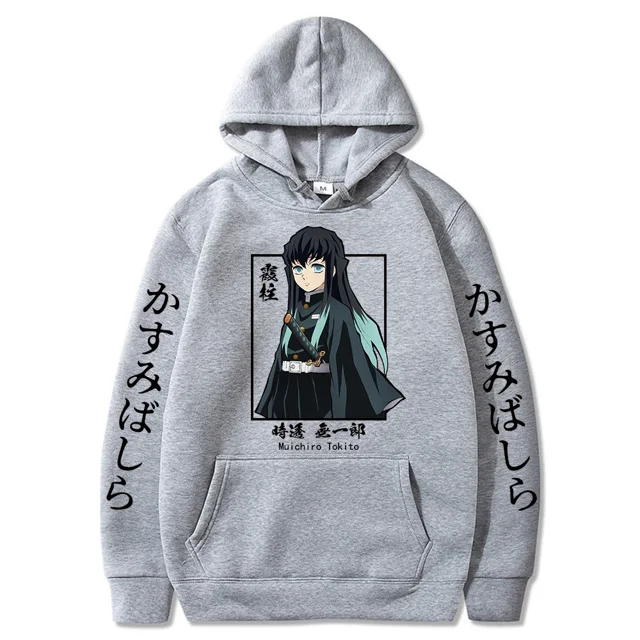Sudadera con capucha de Demon Slayer para mujer, suéter con estampado de Anime japonés, Harajuku, Muichiro, Tokito, talla grande, novedad