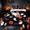 thumbnail image 3 of Homewish Halloween Witch Spooky Animal Full Size Comforter Sets, Pumpkin Lantern Ghost Bedding Comforter Set, Black Orange Purple White, Black Reversible, 3-Piece 1 Comforter and 2 Pillowcases, 3 of 6