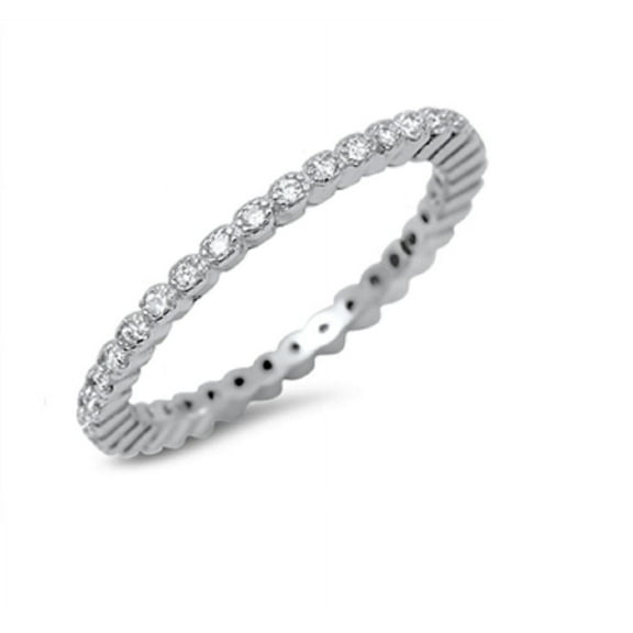 Classic Eternity Cubic Zirconia Ring Sterling Silver 925