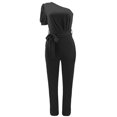 thumbnail image 4 of aidice Womens Jumpsuits Dressy off Shoulder Puff Short Sleeve Belt Slim Fitting Office Summer Rompers, 4 of 5