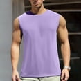 thumbnail image 2 of Tank Tops Men Summer Solid Color Ice Silk Mesh Round Neck Sleeveless Breathable Sports Muscle Breathable Vest T Shirts Daily-Wear,Purple,XXXL, 2 of 4