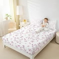 thumbnail image 4 of Feelyou Child Kawaii Dog Twin Sheet Sets, Flower Floral Plant Twin Fitted Sheet, Cartoon Dalmatian Animal Flat Sheet, Microfiber Bedroom Decor, 3-Piece, 4 of 7