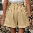 thumbnail image 5 of XuJwPNcy Womens Linen Shorts Elastic High Waisted Button up Shorts with Pockets Fashion Solid Fold Hem Shorts, 5 of 5