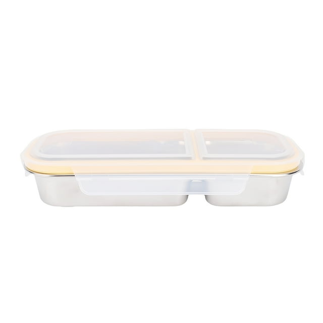 Boîte à lunch en acier inoxydable avec compartiment, contenants alimentaires réutilisables avec anneaux de silicone et 4 verrous sécurisés