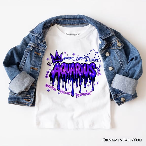 Aquarius Graffiti Zodiac T-Shirt, Street Style Astrology Horoscope Tee