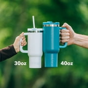 RTIC 30 oz Ceramic Lined Road Trip Tumbler with Handle and Leak-Resistant Straw Lid, Beach