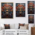 thumbnail image 4 of Designart "Blue Orange Mexico Vibrant Aztec Mask" Mexico Floater Framed Wall Decor, 4 of 7