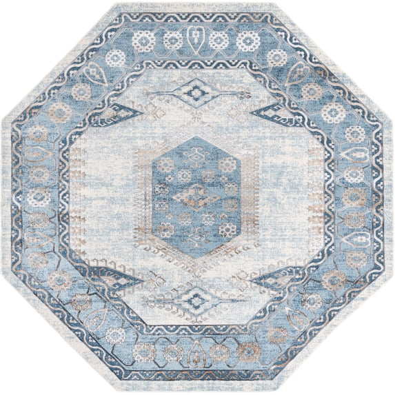 Rugs.com Highbury Collection Rug – 8 Ft Octagon Teal Medium-Pile Rug Perfect For Living Rooms, Kitchens, Entryways