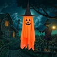 thumbnail image 3 of Xinwanna Halloween Hanging Decoration Outdoor Hanging Pumpkin Ghost with Witch Hat for Outside Yard Porch Lawn Tree Decor (Mix Color), 3 of 13