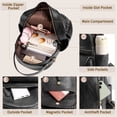 thumbnail image 3 of RAINSMORE Backpack Purse for Women PU Leather Waterproof Fashion Backpack Casual Daypack for Business Travel College,Black, 3 of 7