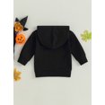 thumbnail image 4 of Wassery Toddler Boys Halloween Hooded Sweatshirts  6M 12M 18M 24M 3T 4T Kids Halloween Clothes Long Sleeve Letter Pumpkin Print Pullover Tops, 4 of 8