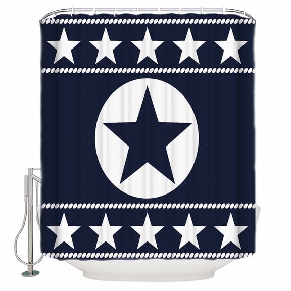 Western Star Ethnic Bathroom Shower Curtains with 12 Hooks Polyester Waterproof Shower Curtain for Stalls and Bathtubs Navy Blue Texas Ethnic Stars Vintage Decorative Bathroom Curtain 54x78 Inches