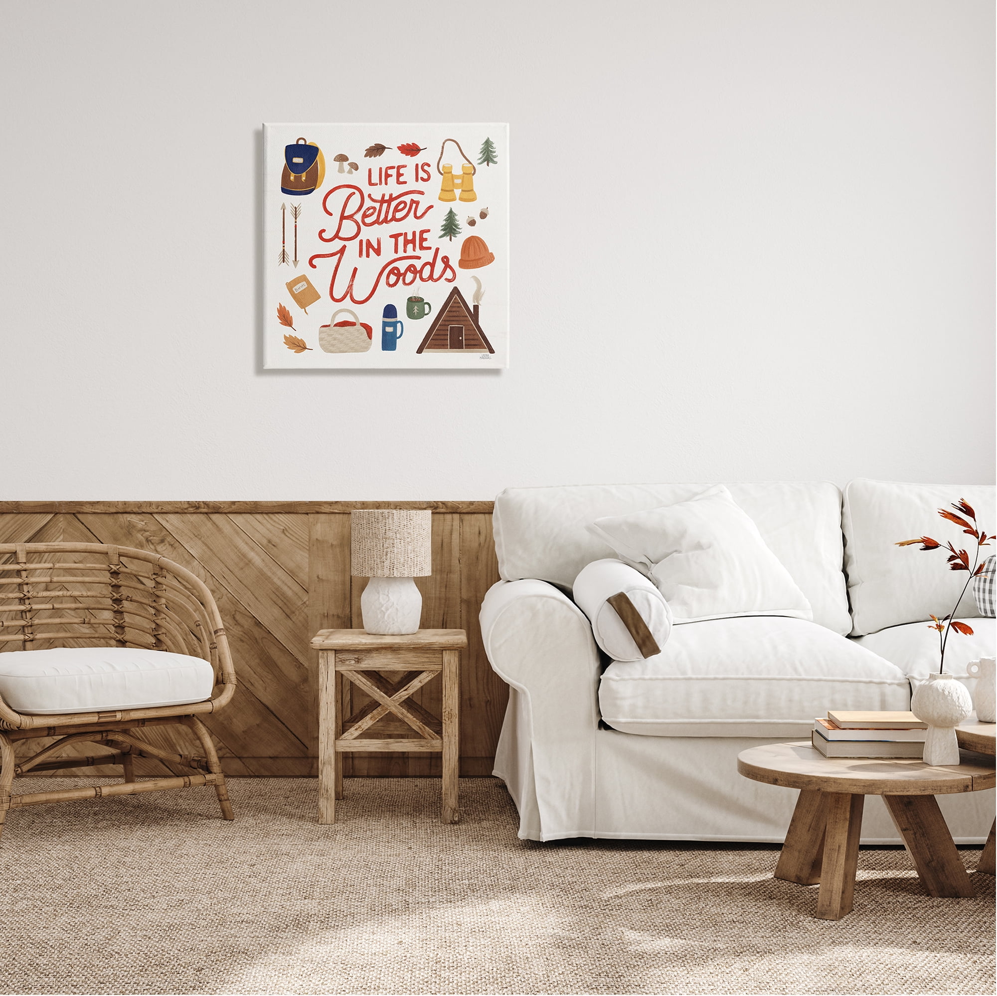 Stupell Industries Better in the Woods Phrase Typography Painting Gallery Wrapped Canvas Print Wall Art, 24 x 24