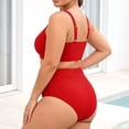 thumbnail image 3 of Plus Size 2 Piece Swimsuit High Waisted Bikini Control Bathing Ribbed 2026 Swimwear Womens Bathing Suits Shorts Set Sports Swimsuits for Women with Zipper in Back Womens Swim Shorts 2x Woman Swimsuit, 3 of 4