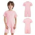 thumbnail image 6 of inlzdz Unisex Kids Boys Girls Special Needs Adaptive Clothing Romper Short Sleeve Anti-strip Solid Cotton Jumpsuit Pink 10, 6 of 7