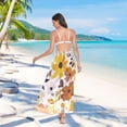 thumbnail image 7 of FORMRS Womens Long Sarong Beach Wrap Semi-Sheer Bikini Skirt Bathing Swimsuit Cover Up, Yellow Flowers, 7 of 7