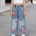 thumbnail image 6 of Fengactive Girls Cute Sweet Straight Leg Jeans with Lace Bows and Pockets, Fashionable Denim Long Pants for Kids, 6 of 9