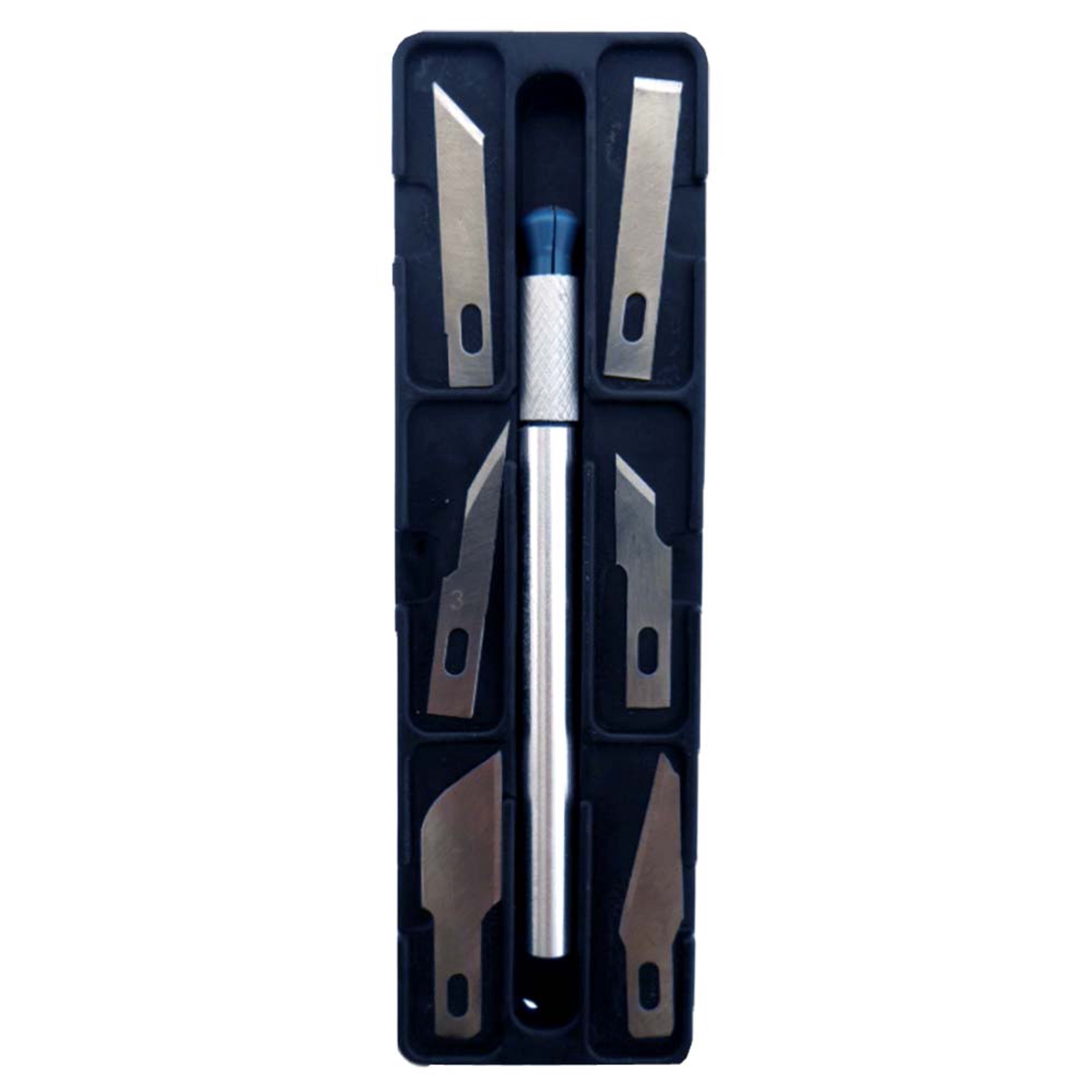 BLADE PRO 7 Piece Hobby Knife Set | 6 Interchangeable Blades | Various Shapes & Sizes | 5 x 1.5 x 0.25 Storage Tray | Ideal for Crafts & Classroom Projects