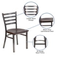 thumbnail image 3 of Flash Furniture HERCULES Series Silver Antique Finish with Clear Coat Ladder Back Metal Restaurant Chair - Walnut Wood Seat, 3 of 11