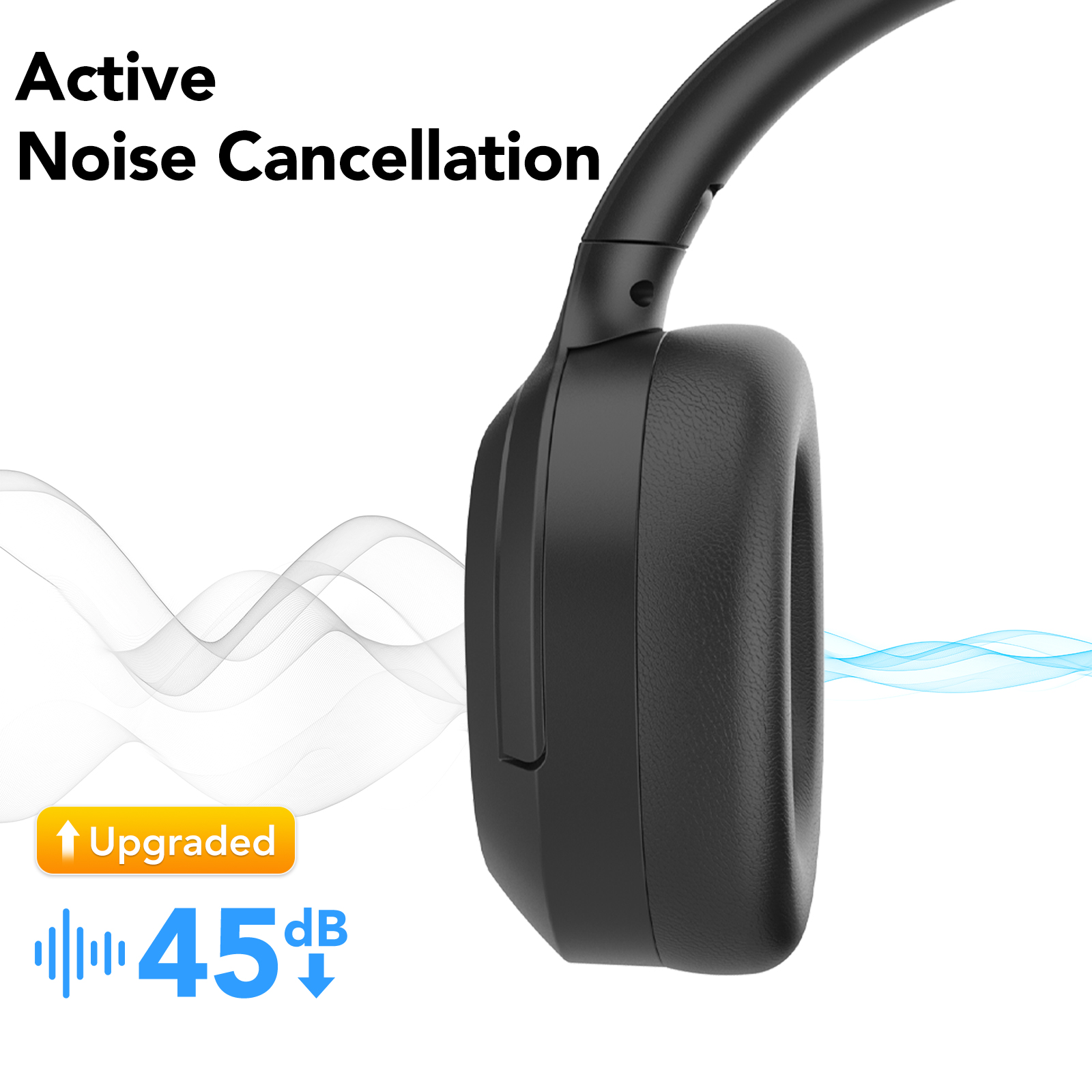 IKT Active Noise Cancelling Headphones, Black photo 5