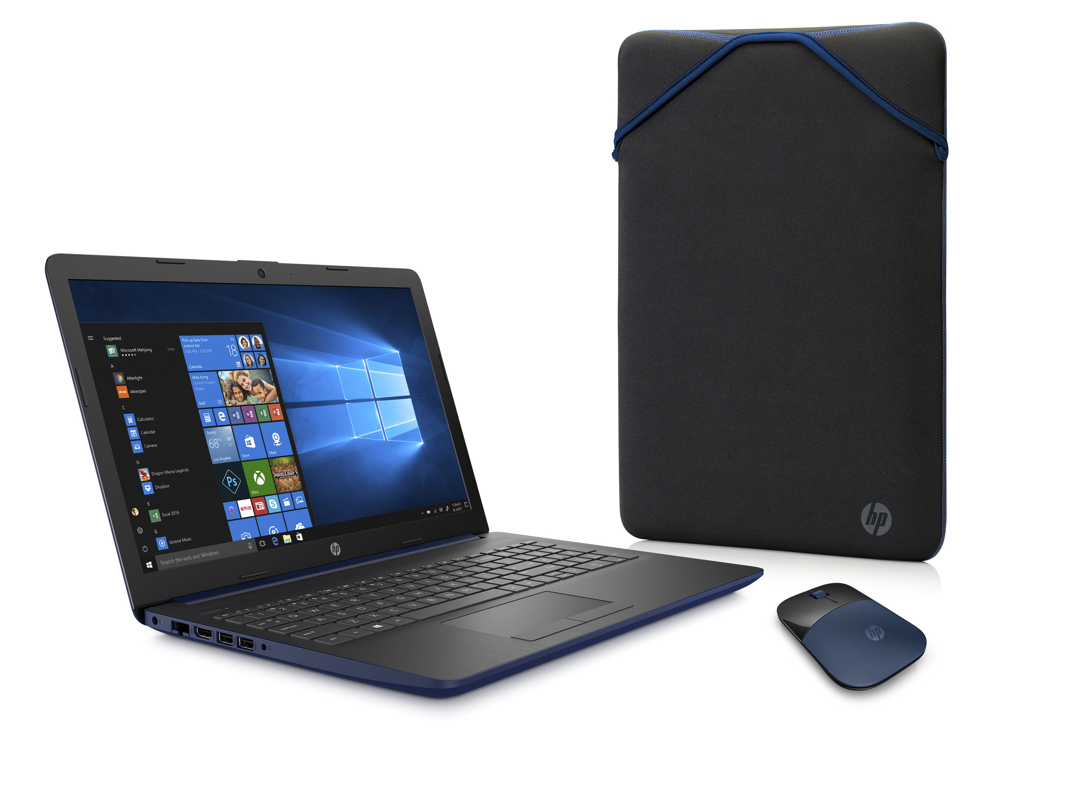 HP 15 Laptop Bundle, 15.6", AMD A49125, AMD Radeon R3 Graphics, 4GB