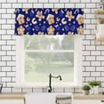 thumbnail image 4 of Gingerbread Man Valances for Windows Blue Winter Christmas Decoration Rod Pocket Curtain Valance Window Treatment Short Curtains for Kitchen Living Room, 60"x18", 4 of 5