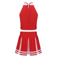 thumbnail image 2 of Aislor Girls Cheerleading Uniform Stage Suit Sleeveless Crop Top with Pleated Skirt Set Costume Red&White 6, 2 of 7