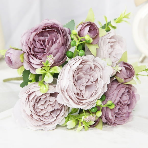 Artificial Bouquet with Long Stems Fake Silk Flowers Bunches for Valentine's Day Decor Wedding Bouquets Bridal Shower Centerpieces