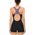 thumbnail image 4 of Sociala Women's Boyleg One Piece Swimsuit Racerback Contrast Color Unitard Athletic Swimwear, 4 of 5