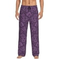thumbnail image 2 of Kdxio Retro Florals Purple Print Men's Sleep Pajama Pant Lounge Pants with Pockets, 2 of 8