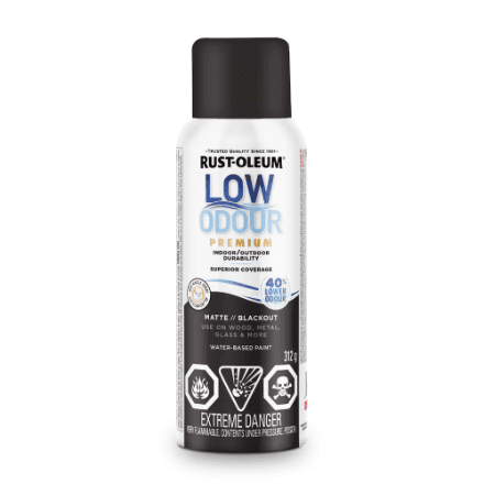 Rust-Oleum Interior/Exterior Low Odour Spray Paint in Matte Blackout, 312g