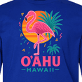 thumbnail image 4 of Inktastic O'ahu Hawaii Flamingo Retro Sunset Long Sleeve Youth T-Shirt, 4 of 5