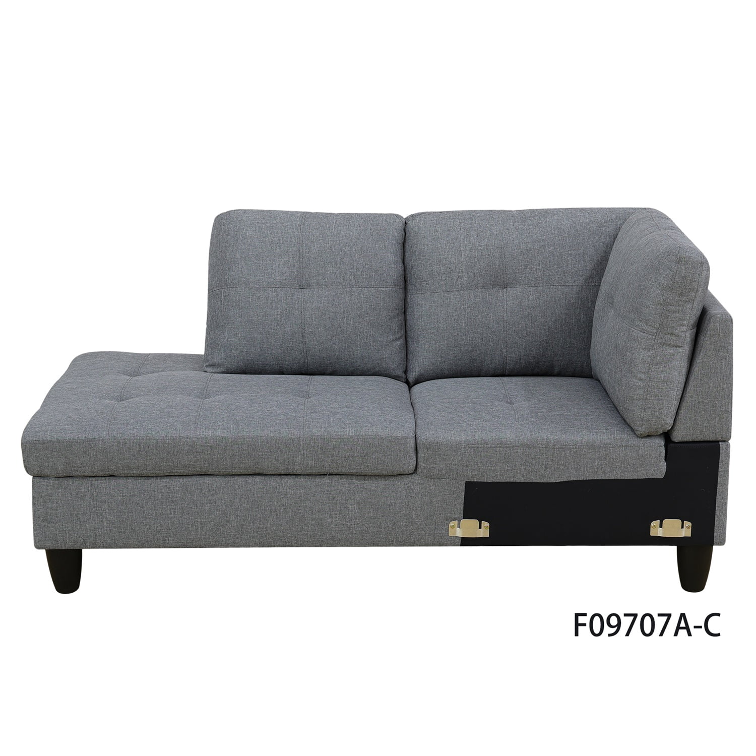 Hommoo Modern 4-seat Linen Living Room Furniture Sets Sectional Couches and Sofas, L Shaped Sectional Couch Sofa, Gray(No Ottoman)