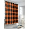 thumbnail image 3 of Shower Curtains for Bathroom-72"x78", Fall Thanksgiving Waterproof Bath Curtain Grommet Shower Curtain Set with Hooks, Buffalo Orange Black Plaid Washable Bath Accessories, 3 of 6