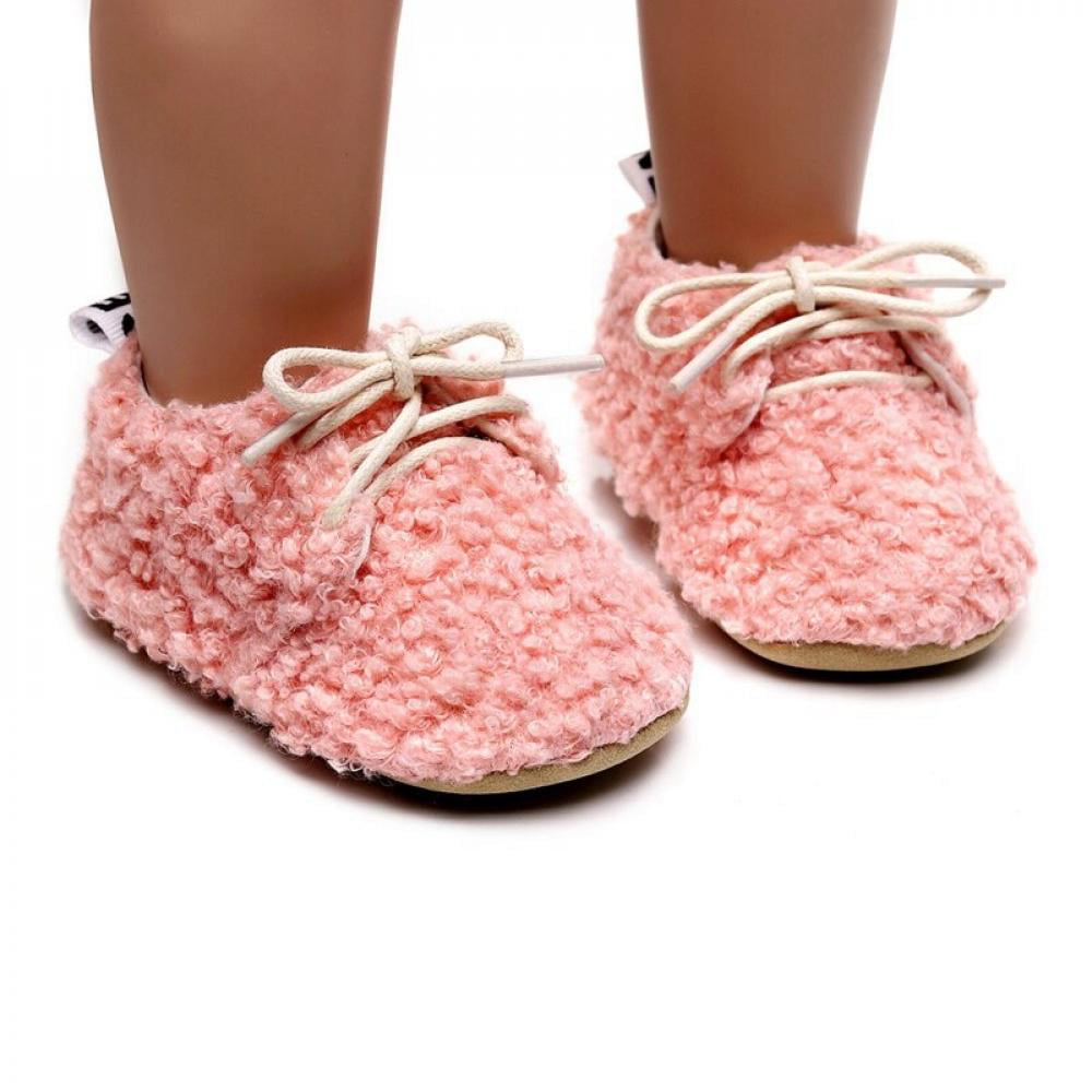 Toddler Girls Pink Or Cream Soft Fleece Ribbon Trim Slipper Booties In 7 Sizes 