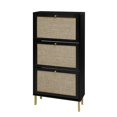 thumbnail image 4 of TOPCOMFY Rattan 3-Door Shoe Rack, Freestanding Modern Shoe Storage Cabinet for Entryway, Black, 4 of 5