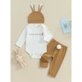 thumbnail image 2 of Inevnen My First Easter Baby Girl Boy Outfits 3PCS Infant Romper Bunny Pants Hat Clothes Set, 2 of 9