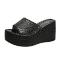 thumbnail image 1 of asddcavvf Ladies Fashion Sequined Fish Mouth Platform Wedge Casual Sandals, 1 of 8