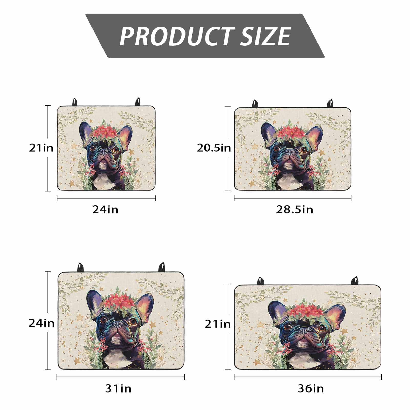 Pet Dog Leaves, Stove Top Cover for Electric Stove, Heat-proof & Non Slip Glass Top Stove Cover Protector, Farmhouse Flower Stars Watercolor Kitchen Flat Cooktop Rubber Mat 24x21 Inches