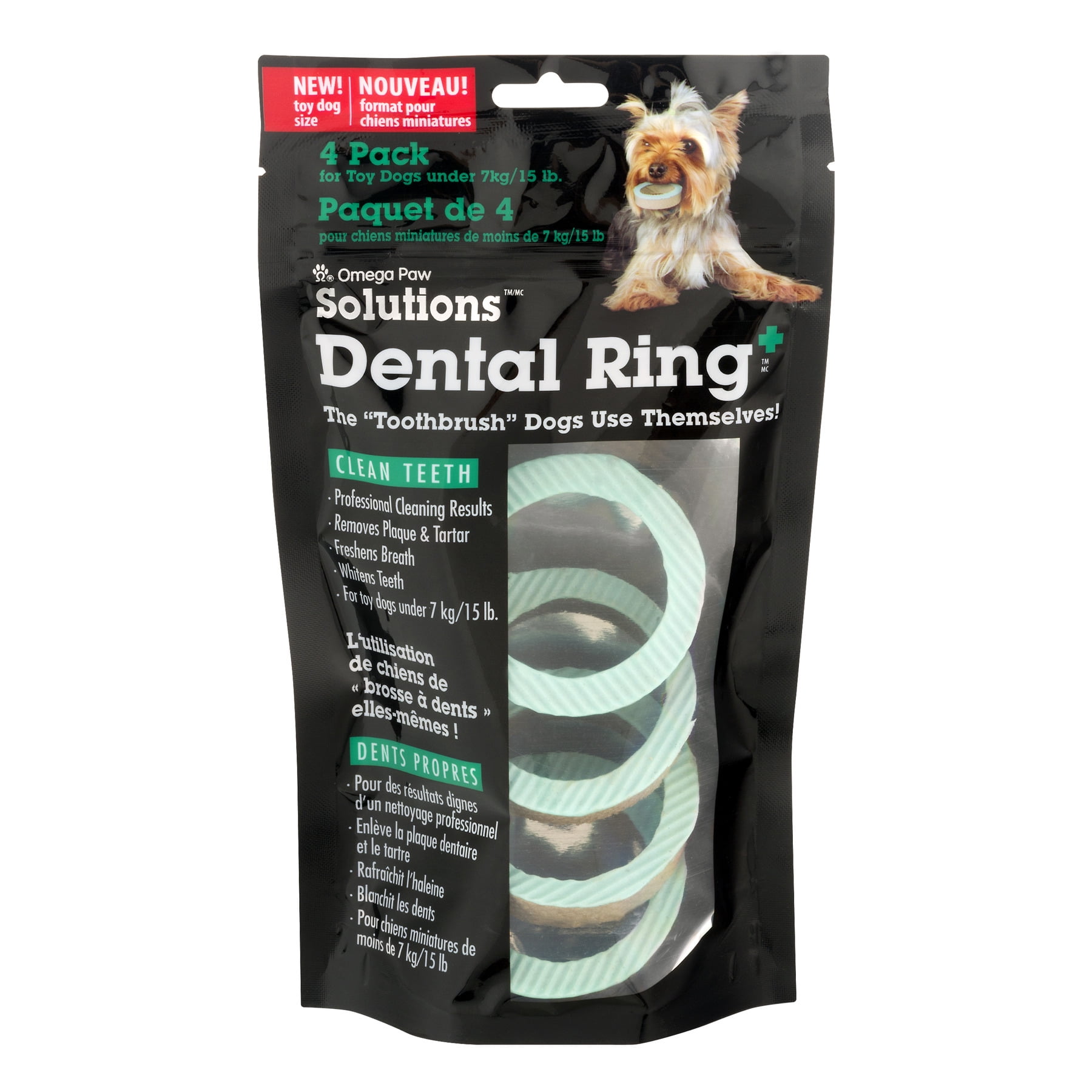 Omega Paw Solutions Dental Ring Oral Care Chews for Dogs, Extra Small