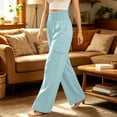 thumbnail image 6 of Dxzfnsa Pants for Women Comfy Wide Leg High Waisted Elastic Flowy Summer Pants, Womens Casual Solid Color Smocked Waist Trousers with Pockets, 6 of 6